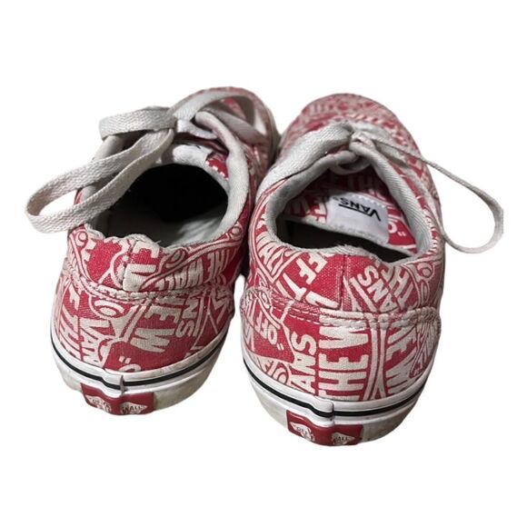 Vans 5.5Y Europe 37 (women’s 6-6.5) red white logo GUC off the wall sneaker shoe - Picture 6 of 10